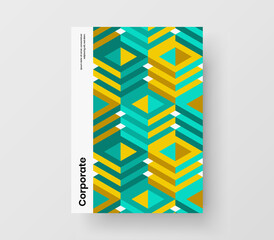 Multicolored mosaic shapes leaflet template. Abstract book cover A4 design vector concept.