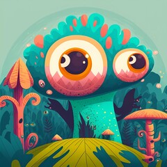 Colorful Monster Design,Cool Illustration,Unique character with Big Eyes, Great art for any Printable You Need