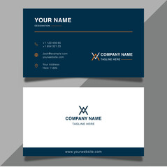 Modern dark business card design double sided blue