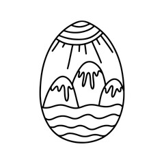 Easter egg in hand drawn doodle style. Coloring book for children.