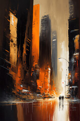 Abstract cityscape painting. AI