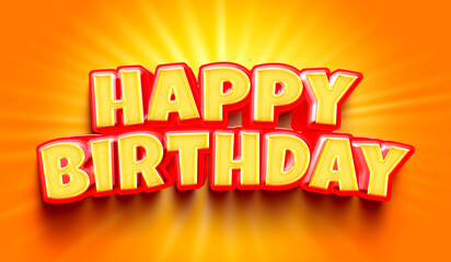 Happy Birthday Orange, Yellow Gradient Text