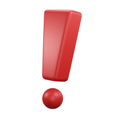 Red exclamation mark, Attention icon - 3D render