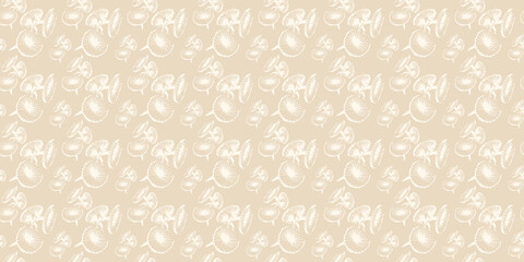 Background pattern with floral ornament on a beige background. Seamless pattern, texture. Vector illustration