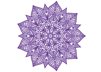 Mandala flower heart purple color line