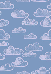 CLOUDS AND SKY DOODLE SEAMLESS PATTERN VECTOR