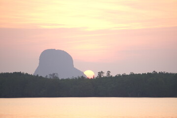 Obraz premium The sunrise morning background at Ban Sam Chong Tai, Ta Kua Thung, Phangnga, Thailand.