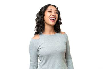Young Argentinian woman over isolated background laughing