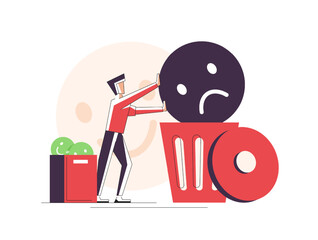 Emotions concept, good and normal, bad and awful,flat design icon vector illustration