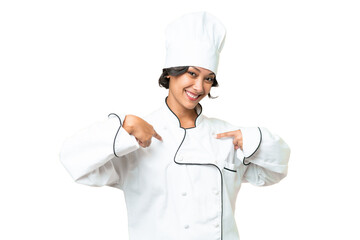Young chef Argentinian woman over isolated background proud and self-satisfied