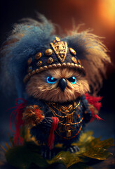 cute little woolly pirate creature richly dressed