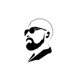 Bald and bearded male head logo design