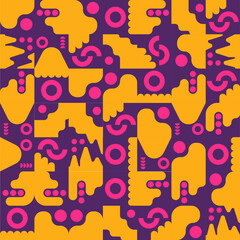 Obraz premium Pink Yellow geometric pattern minimalist artwork with abstract shapes and simple images. suitable for web banners, business presentations, branding, wallpapers, advertisements, posters, mockups