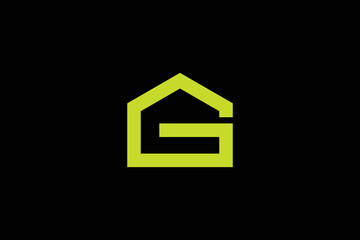 Minimal Awesome Trendy Professional Creative Letter G Home Logo Design Template On Black Background