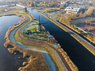 Strijkmolen E, Ouddorp, Alkmaar, North Holland,The Netherlands. Oak octagonal polder mill from...