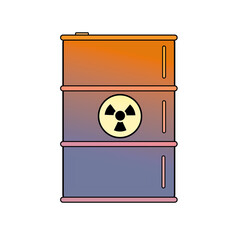 illustrazione di fusto per stoccaggio materiale radioattivo con emblema pericolo radiazioni su sfondo trasparente