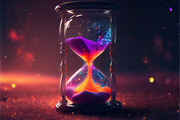 illustration of hourglass galaxy and cosmos space in bright majestic stars - obrazy, fototapety, plakaty