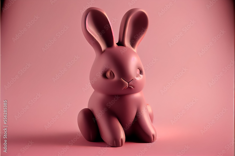 Wall mural illustration of sweet glazed pink easter rabbit marmalade sweet springtime concept. AI