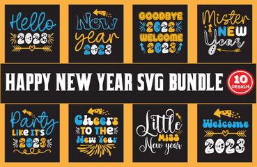Naklejka premium Happy new year svg design bundle