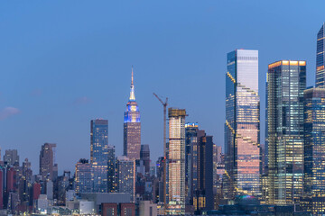 Fototapeta na wymiar Manhattan skyline after dusk, long exposure detail buildings 