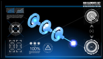 Cyberpunk Sci-fi illustration. Head-up screen for games and apps. HUD interface backdrop. High tech frame.