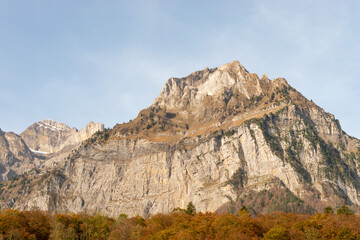 Fototapeta na wymiar Swiss mountain panorama in the Canton Glarus in Switzerland