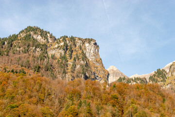 Swiss mountain panorama in the Canton Glarus in Switzerland