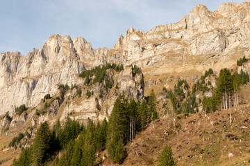 Fototapeta premium Dramatic swiss mountain panorama at the Klausenpass region in Switzerland
