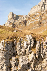 Dramatic swiss mountain panorama at the Klausenpass region in Switzerland
