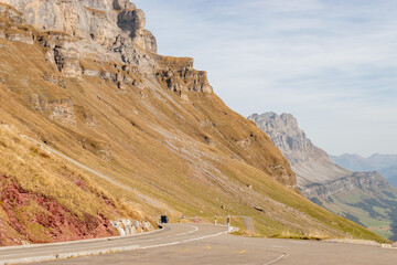 Dramatic swiss mountain panorama at the Klausenpass region in Switzerland