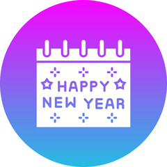 Happy New Year Gradient Circle Glyph Inverted Icon