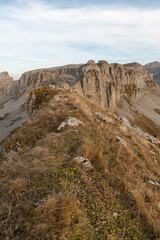 Mountain scenery seen from the Balmer Graetli region at the Klausenpass in Switzerland