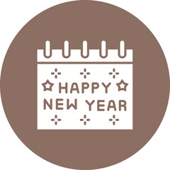 Happy New Year Multicolor Circle Glyph Inverted Icon