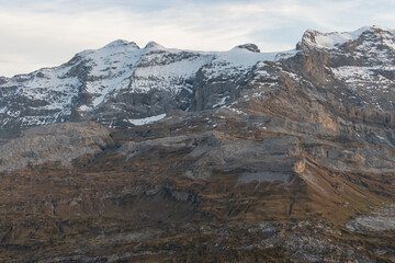Mountain scenery seen from the Balmer Graetli region at the Klausenpass in Switzerland