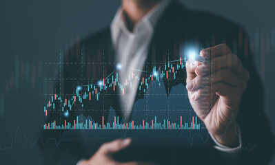 businessman touching screen