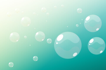 Background sea water with air bubbles and illuminated by sunlight. Vector illustration
