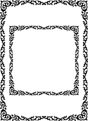 Black decorative frames. Buryatian, Mongolian ethnic style. 