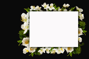 Rectangular frame blank decorated with cherry blossoms