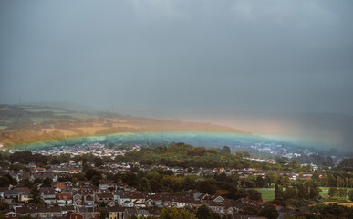 Beautiful Rainbow over Morriston, Swansea, South Wales, the United Kingdom.