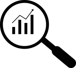 Financial forecast, Analysis and predict, business research, simple icon. Black icon on white background