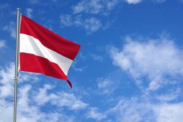 Republic of Austria Flags Over Blue Sky Background. 3D Illustration