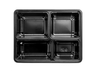 black plastic box food container isolated and save as to PNG file