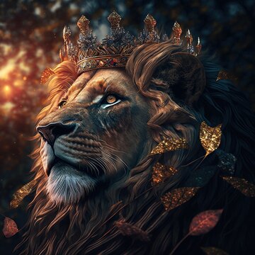 Premium Vector  Lion king with crown illustration  Crown illustration  Lion artwork Lion king art
