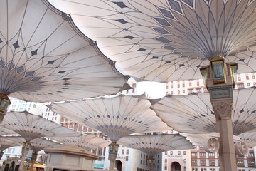 Umbrella construction in medina, mosque prophet mohammed