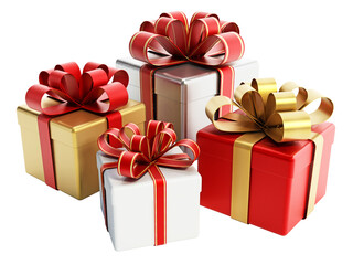 Colorful giftboxes on transparent background.