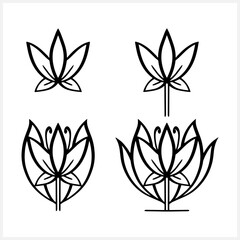Lotus flower icon isolated. Sketch clip art. Doodle engraving Vector stock illustration. EPS 10
