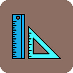 Ruler Multicolor Round Corner Filled Line Icon