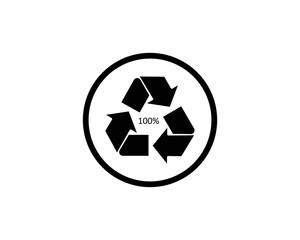100% recycling vector icon design