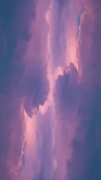 Purple sky Changing the formation of clouds 4k timelapse Vertical video