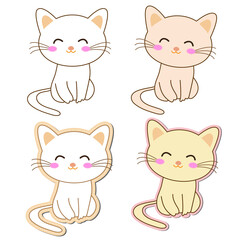 Set of cute little cats on white background